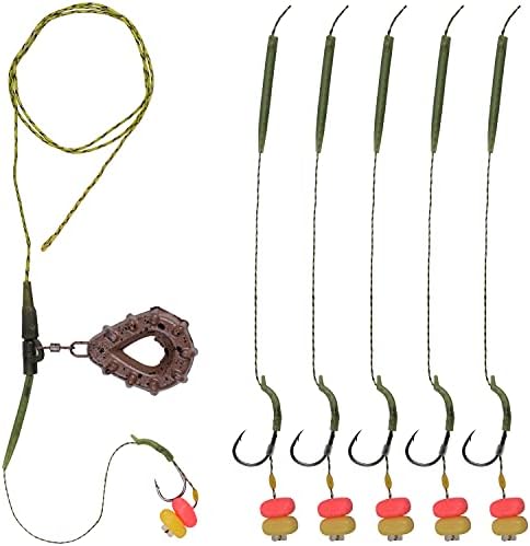 Carp Fishing Hair Rigs Kit, Boilies Bait Rigs with Sinker Corn Bait Curved Barbed Hook Swivel Carp Fishing Accessories Equipment by SILANON