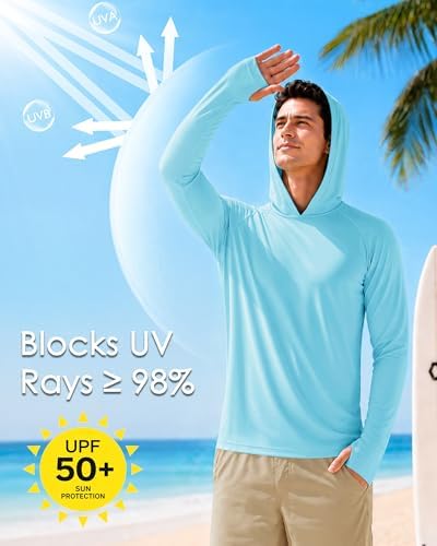 Boladeci Men's UPF 50+ Sun Protection Lightweight Hoodie Shirts Long Sleeve Fishing Shirt SPF UV Hiking Swim - Image 3