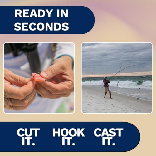 FishGum Surf Fishing Bait Strips for Saltwater Beach Fishing – Real Shrimp, Crab, Clam & Sand Flea Infused Scent – Artificial Cut Bait for Pompano, Redfish & Flounder - Image 4