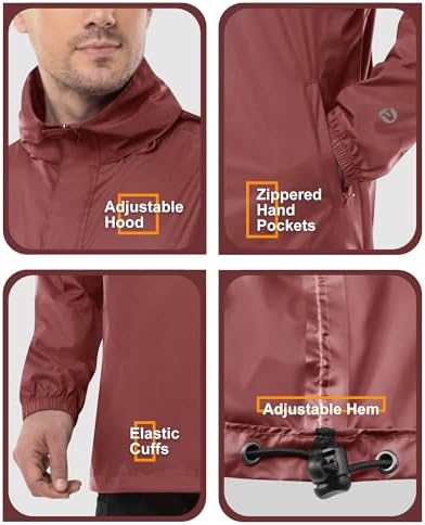Outdoor Ventures Men's Rain Jacket Waterproof Lightweight Packable Pullover - Image 5