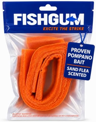 FishGum Surf Fishing Bait Strips for Saltwater Beach Fishing – Real Shrimp, Crab, Clam & Sand Flea Infused Scent – Artificial Cut Bait for Pompano, Redfish & Flounder by FISHGUM