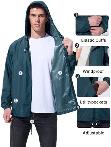 UIQUR Mens Rain Jacket Raincoat Waterproof Windbreaker - Image 5