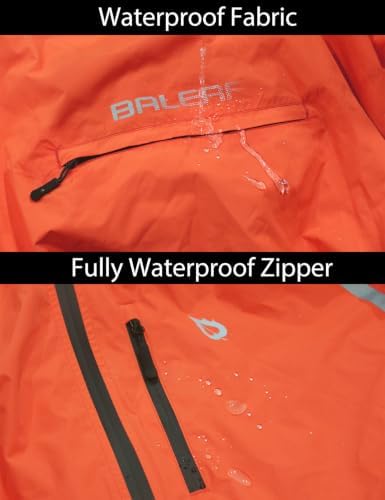 baleaf Men's Rain Jacket Waterproof Hood Lightweight Reflective Packable - Image 5