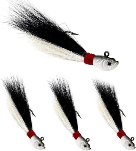Natufish Bucktail Jigs 3/5Pcs Flash Hair Tail Lifelike Action Saltwater by Natufish
