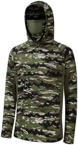BASSDASH Men's UPF 50+ Camo Long Sleeve Hunting Fishing Hoodie Shirt by Bassdash