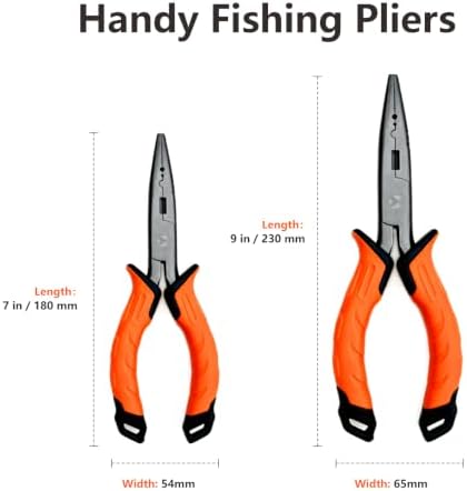 BasicGear Fishing Pliers, 7 in, Straight Nose, Carbon Steel, Orange - Image 6
