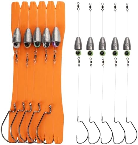 Dovesun 10/5PCS Ready Tied Carolina Rig Kit for Bass Fishing Catfish Rig Catfish Hook Kit with Bass Hooks, Swivel, Fluorocarbon Line, Weights by Dovesun