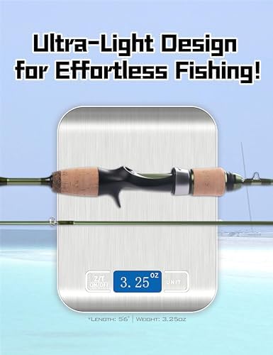 LITTMA Wild Streams Ultralight Spinning&Casting Trout Rod, 2-Piece Fishing Rod for Crappie, Panfish & Micro Fishing, Green Carbon Fiber Blank with Cork Handle, 5’6”/6’/6’6”/7’ - Image 4