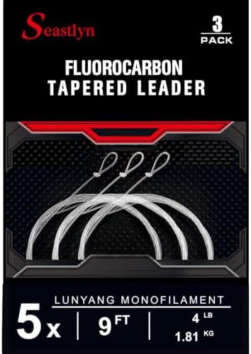 3-Pack Fluorocarbon Tapered Leader – 7.5-12FT, 0X-7X, 8-26LB by Unknown