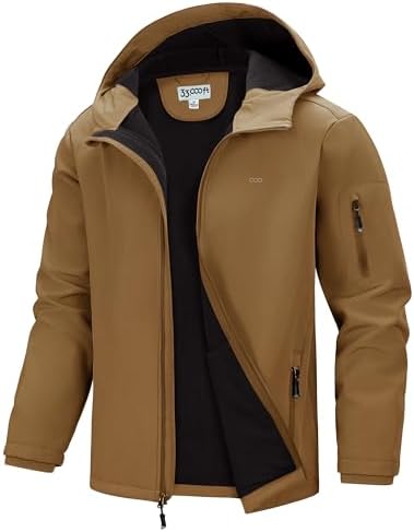 33,000ft Men's Hooded Fleece Lined Rain Shell Jacket Waterproof Lightweight by 33000ft