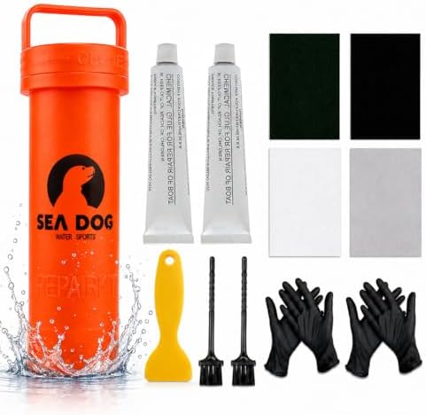 Heavy Duty PVC Repair Kit for Inflatable Boats & Kayaks – Waterproof Permanent Patch Repair with Large PVC Patches, Adhesive, Tools & Gloves by SEADOGWATERSPORTS