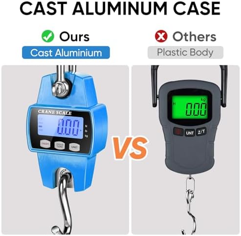 RoMech 660lb Digital Hanging Scale with Cast Aluminum Case, Handheld 300Kg Mini Crane Scale with Hooks for Farm Hunting Fishing Outdoor (Blue) - Image 2