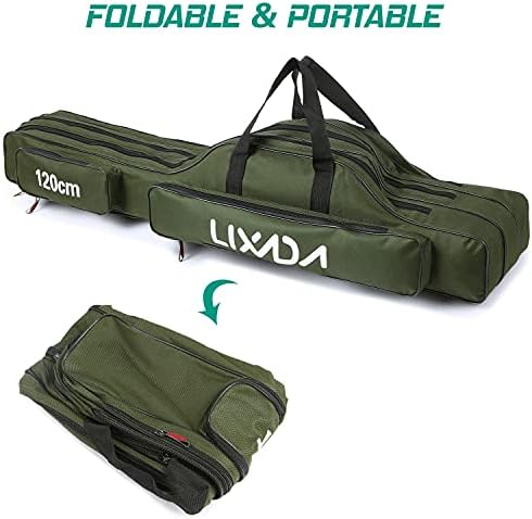 Lixada Fishing Rod Case - 3 Layers Oxford Bag, Portable Folding Carrier for Rods and Reels, Tackle Storage Travel Bag, 90cm/120cm/150cm Optional - Image 4