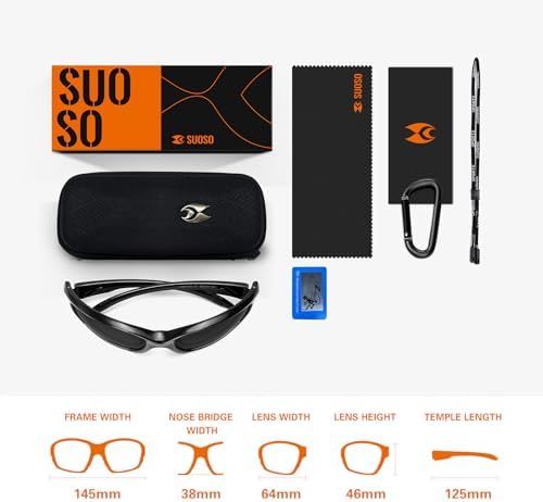 suoso Sports Polarized Sunglasses for Men: Womens UV400 Protection Sun Glasses Wrap Around Goggles for Fishing Driving TR90 - Image 5