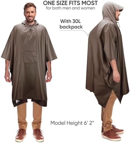 PTEROMY Hooded Rain Poncho for Adults, Reusable Waterproof Raincoat - Image 4