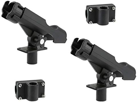 HiUmi Adjustable Black Fishing Rod Holder for Boat Kayak Swivel Side Mount Kits Tackle - Image 2