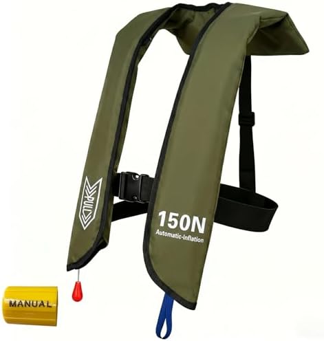 Inflatable Life-Jacket for Adults| Life-Vest with Automatic/Manual Multifunctional Inflation-PFD| Lightweight & Compact Supports up to 300lbs for Kayaking Fishing Boating by Unknown