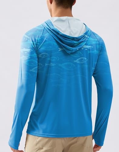 Pudolla Men's Sun Protection Hoodie Shirts UPF 50+ Fishing Hiking Shirt - Image 2