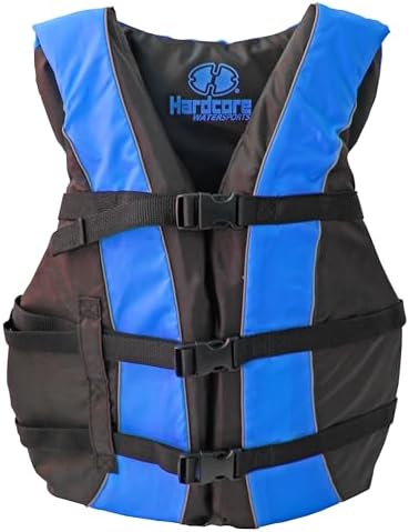 Hardcore Life Jacket Paddle Vest; Coast Guard Approved Type III PFD Life Vest Flotation Device; Jet ski, Wakeboard, Kayak; Ideal Extra Life Jacket for Your Pontoon Boat by Hardcore+Water+Sports