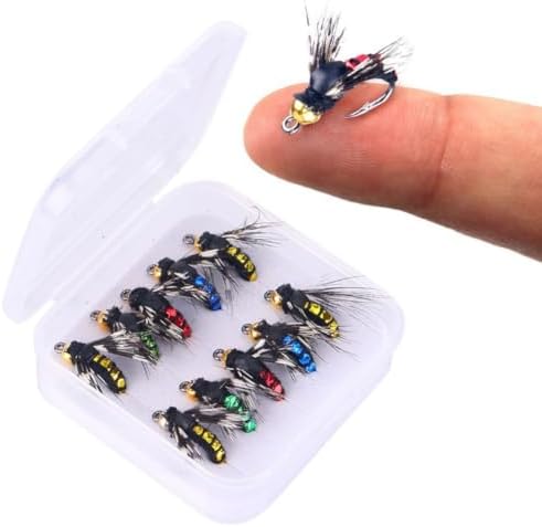10pcs Fly Fishing Flies Trout Lures Hand Tied Nymphs Wet Dry Assortment Metal Hooks Freshwater Saltwater Bass Pike Salmon Tackle Box Included - Image 6