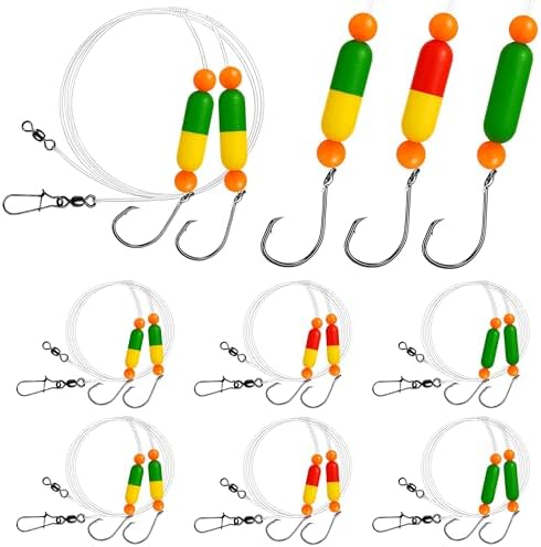 Pompano Rig Saltwater Surf Fishing Rigs – Double Drop Leader Rigs with Hooks, Floats, Beads & Snap – Easy Pre-Tied Terminal Tackle for Pompano, Whiting, Redfish by VipfishFishing