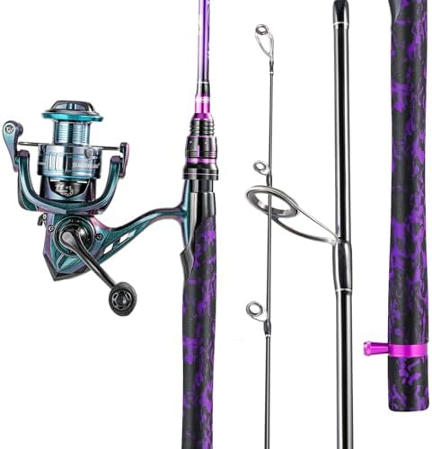 Sougayilang Fishing Rod Reel Combo, 2 Pieces Light Weight Spinning Rod with Bright Powerful Smooth Fishing Reel,Good Starter Combo for Bass Freshwater - Image 2