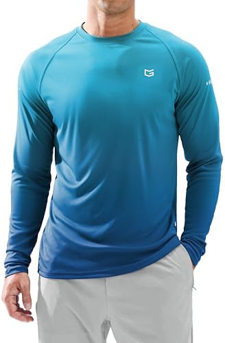 Men's Sun Protection Swim Long Sleeve UPF 50+ Rash Guard Lightweight Shirts by GGradual