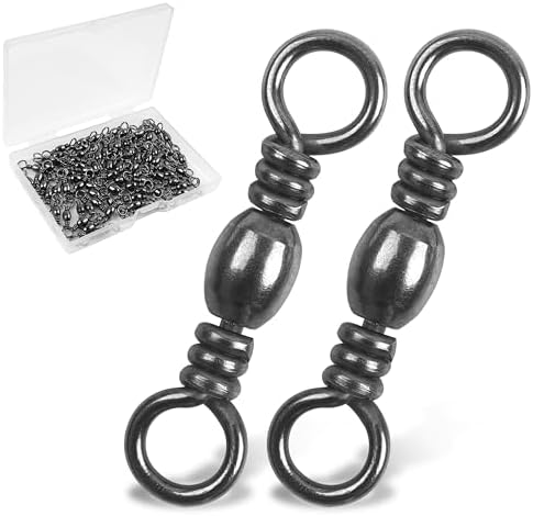 SILANON Barrel Swivels Fishing Tackle,60/120pcs Rolling Ball Fishing Swivels Connector Stainless Brass Solid Rings High Strength Saltwater Fishing Swivels Accessories by SILANON