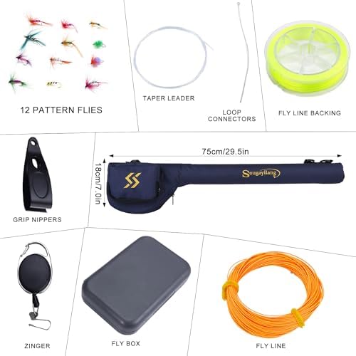 Sougayilang 5/6 Weight 9ft Fly Rod, 4-Piece Graphite Rod, Die Cast Aluminum Reel, Carrying Case, Fly Box & Fishing Flies Combo Starter Kit - Image 3