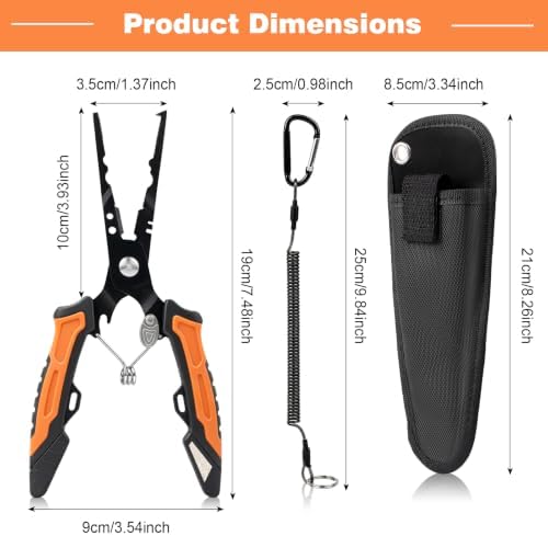 7" Split Ring Fishing Pliers, Multi-Function Line Cutter Sheath & Lanyard - Image 3