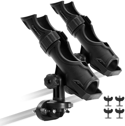 Hitorhike Side Track Fishing Rod Holder Mount, Heavy-Duty Side-Mounted Base, Compatible with 2 Mounting Bolt Options for Lund Sport,Lowe, Bass Boats&Kayaks by HITORHIKE
