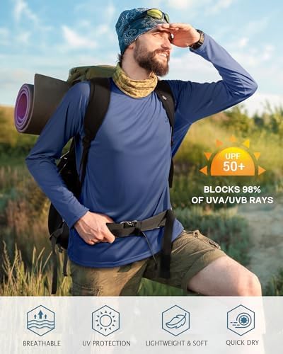 Roadbox Men's UPF 50+ UV Sun Protection Shirts, Long Sleeve Swim Rash Guard - Image 3