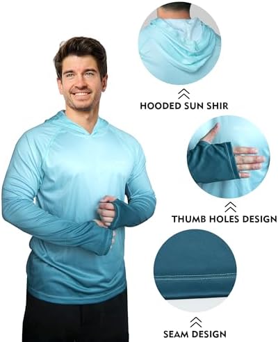 Men's UPF 50+ Sun Protection Hoodie, Long Sleeve Fishing Shirt - Image 3