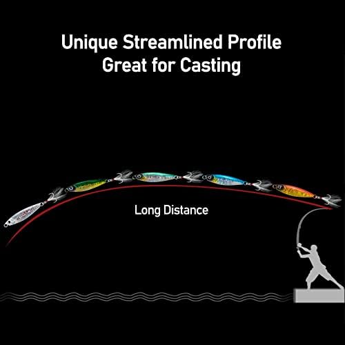 Alwonder 5-Pack Fishing Jigging Spoons Metal Casting Jigs with Treble Hooks Freshwater Saltwater Casting Spoons Surf Fishing Trolling Lures Vertical Diamond Jigs for Bass Bluefish Walleye Pike - Image 5