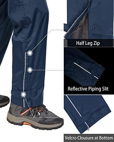 33,000ft Men's Rain Pants, Waterproof Rain Over Pants, Windproof Pants - Image 6