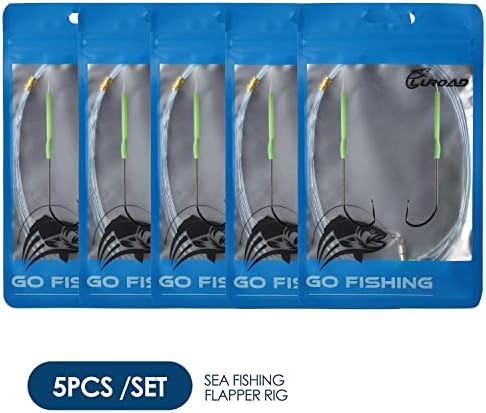 5pcs Sea Fishing Rigs, Deep Drop Snapper Rig, Bottom Fishing Rigs, Luroad Pre Tie Flapper Rig Aberdeen Hook Sizes 1, 2/0 for Beach Casting Shore Flounder, Whiting, Bass, Plaice - Image 7