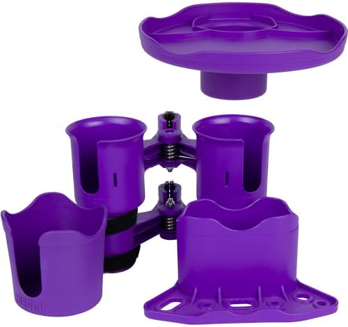 ROBOCUP, (Purple EZ-Spring), Patented Clamp On Boat Cup Holder |Multifunction Dual Drink Caddy for Fishing Poles, Tools, Net |Portable Storage for Boating, Beach, Umbrellas, Golf Carts, Strollers - Image 5
