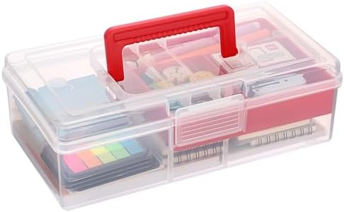 JUXYES Clear Art Craft Supply Storage Bin Sewing Box With Handle Lid by JUXYES