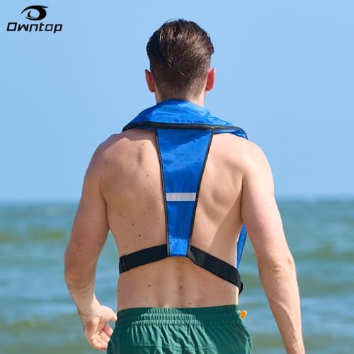 Owntop Automatic/Manual Inflatable Vest, Manual Convertible Option, Low Profile, Zipper Closure, Inflatable Fishing Jacket for Kayaking, Boating and Fishing, 24g CO2 Cylinder Included - Image 2
