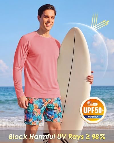 Boladeci Men's UPF 50+ Sun Protection UV SPF Shirts Long Sleeve Lightweight Quick Dry Swim T-Shirts Rash Guard - Image 3