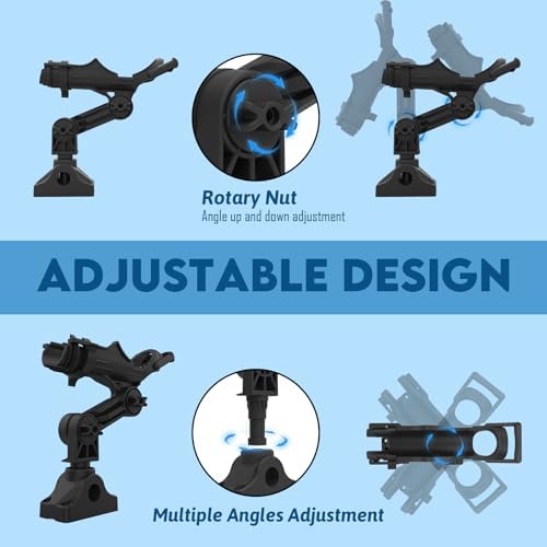 Fishing Rod Holder for Kayak & Boat with Side Deck Mount, 360 Degree Adjustable, Compatible with Spinning, Casting, Fly Reels - Image 3