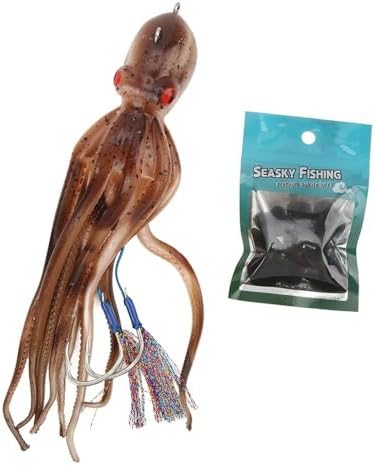 Simulation Octopus Fishing Lures - 180g TPE Soft Jig Bait with 10 Scented Ink Tablets for Saltwater/Freshwater Fishing (20cm/7.87in)‌ by Chiffonade