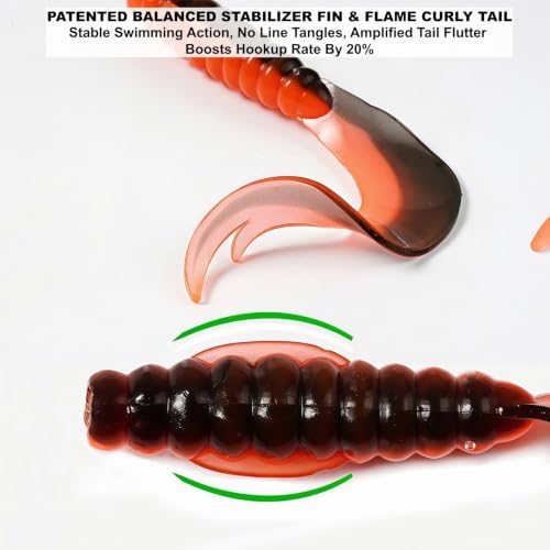 1/2/3/4/5in Curly Tail Grub Soft Swimbait Crappie Bass Lure Kit Bulk Pack - Image 4