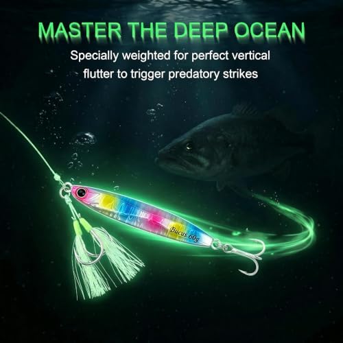 Easy Catch Fishing Jigs Saltwater Laser Lures Jigs Vertical Jigging Spoon Baits for Boat Fishing with Treble Hooks and Double Assist Hook Ideal for Tuna Grouper Snapper Salmon Bass Rockfish Lingcod - Image 5