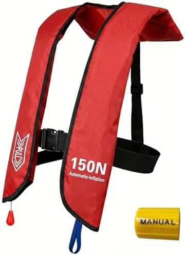 Inflatable Life-Jacket for Adults| Life-Vest Inflation-PFD with Whistle| Automatic & Manual Lightweight Supports up to 300 lbs for Kayaking Fishing Boating by Unknown