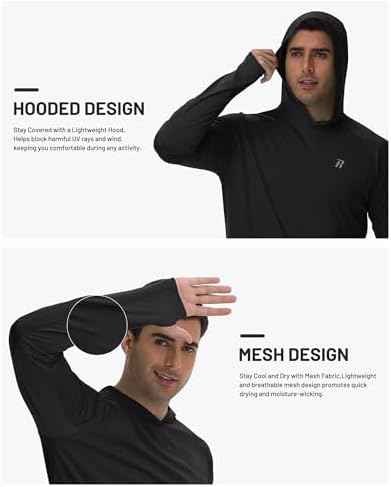 Runhit UPF 50+ Fishing Shirts for Men Long Sleeve Sun Protection Hoodie Lightweight Outdoor Workout Hiking Running Rash Guard - Image 3