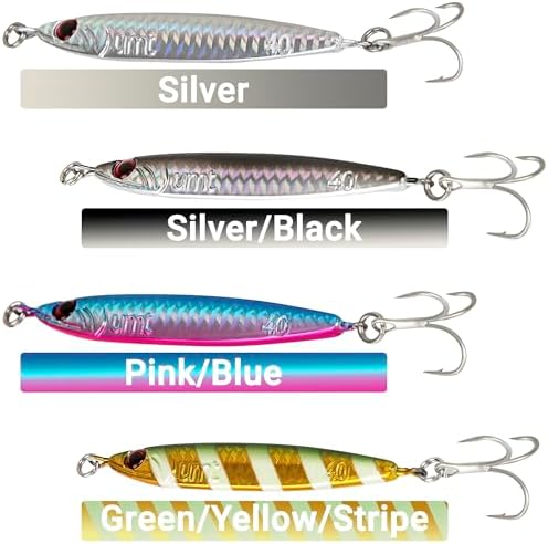 UMT 40g & 60g Multi-Color Saltwater Casting Jigs for Sea Bass, Fluke and Porgy Fishing - Set with Sharp Treble Hooks, Handcrafted - Image 2