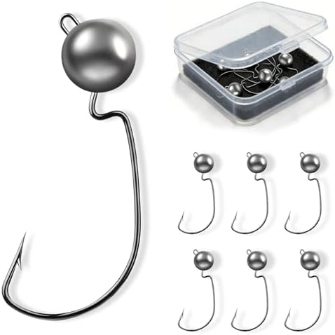 Offset Ned Rig Jig Heads - Snagless Ned Rig Hooks for Finesse Fishing - 5g 7g 10g 14g High Carbon Steel Ball Head Jigs for Bass Walleye - Assorted Pack Options by SEAOWLFISHING