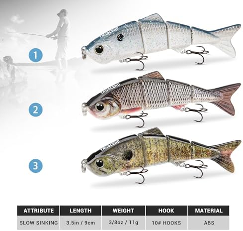 TRUSCEND Swimmax Easy Catch Fishing Lures with BKK Hooks, Wiggling, Vibrating, Rattling and Gurgling for More Bites, Heavy-Duty Dyneema Fiber Jointed Swimbaits for Bass, Trout, Crappie, Walleye, Pike - Image 3