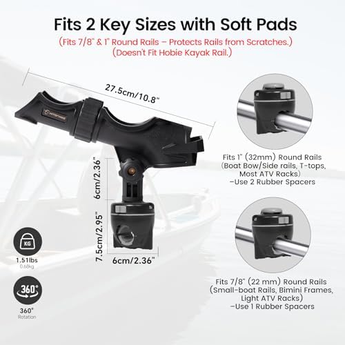 HITORHIKE Fishing Rod Holder Universal Fit Kit Allows for 360-degree Adjustment Kayak Fishing Boat Powerlock Rod Holder - Image 2